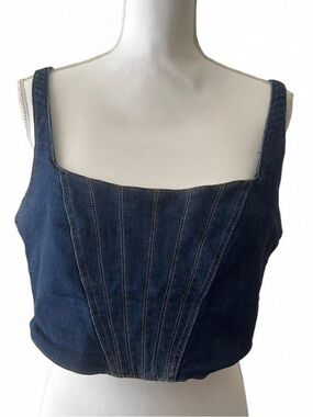 Banana Republic Dark Blue Denim Corset Crop Top